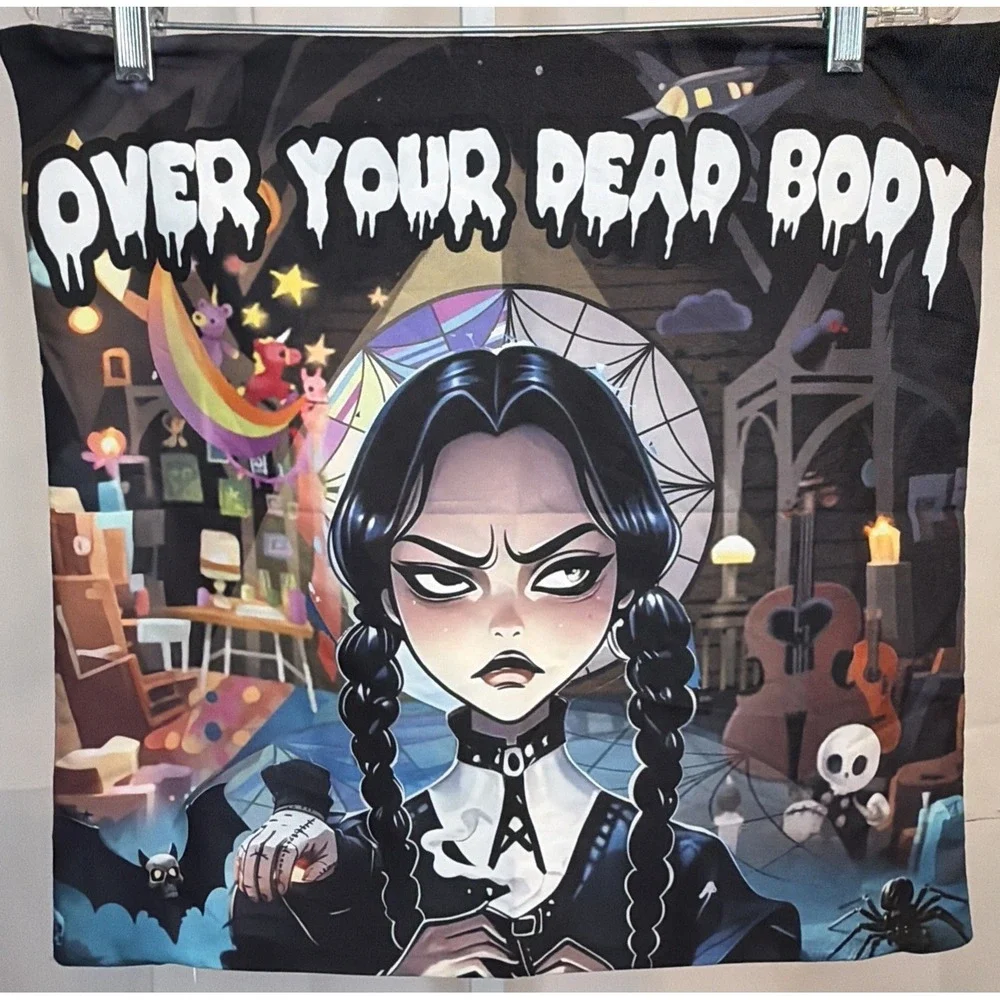 Wednesday Addams Over Your Dead Body Removable Pillow Cover  NEW